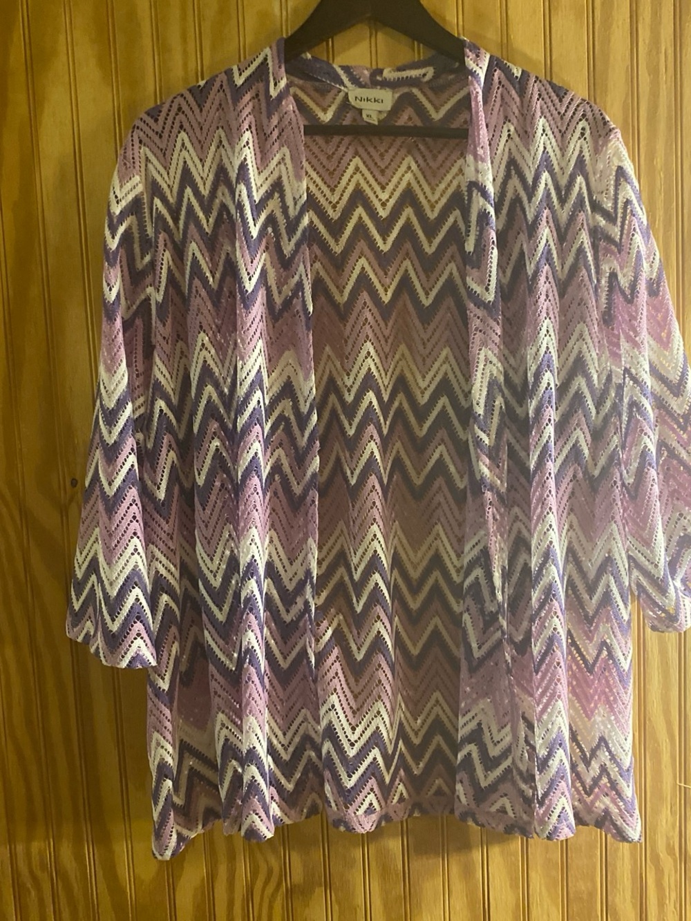 Nikki Purple Chevron Open-Front Cardigan Sweater